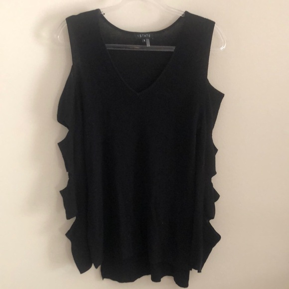 1. State Black Cut Out Sleeves Sweater Top - Picture 1 of 10